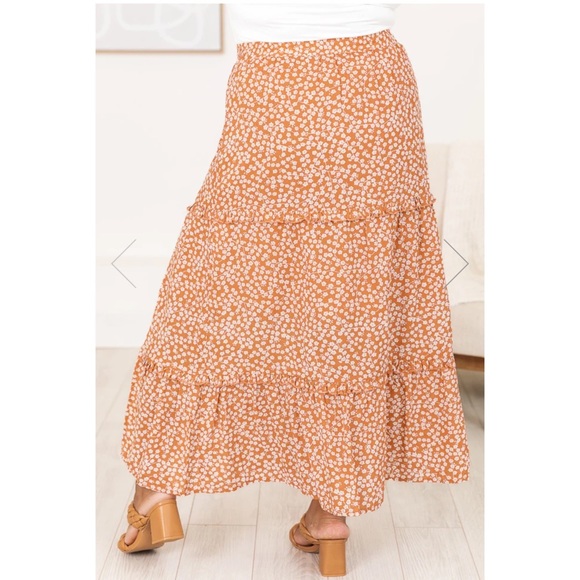 IN LOVE WITH LIFE ORANGE FLORAL SIDE-SLIT MAXI SKIRT - PINK LILY - Picture 2 of 7